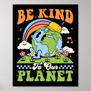 Poster Jour des terres Soyez Gentil À Notre Planète Rétro
