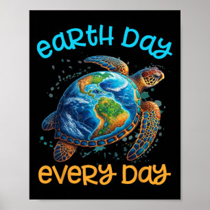 Poster Jour des terres tous les jours Chemise Tortue de m