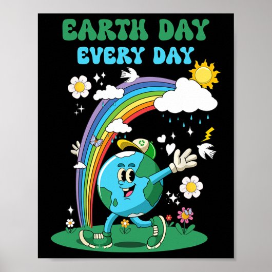 Poster Jour des terres Tous Les Jours Rainbow Globe Flowe (Devant)