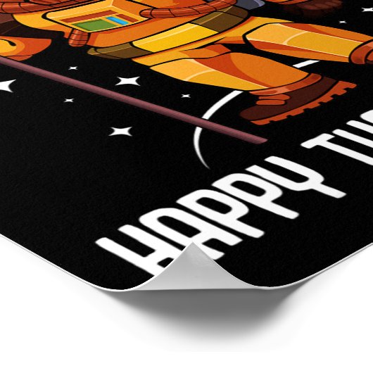 Poster Jour du bon thanksgiving L'astronaute Turquie Drap (Coin)