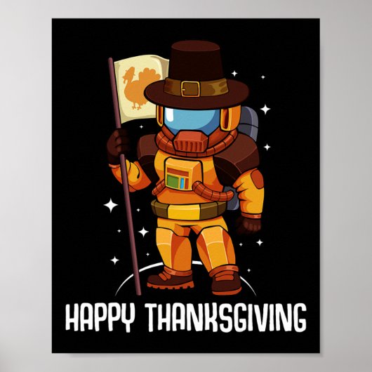 Poster Jour du bon thanksgiving L'astronaute Turquie Drap (Devant)