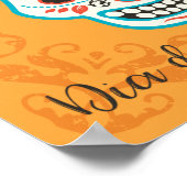 Poster Jour du crâne de sucre mort avec Rose (Coin)