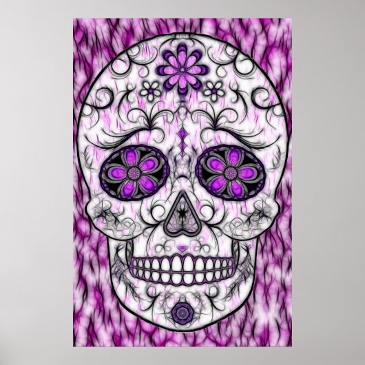 Poster Jour du crâne de sucre mort - rose et violet 1.0 (Devant)