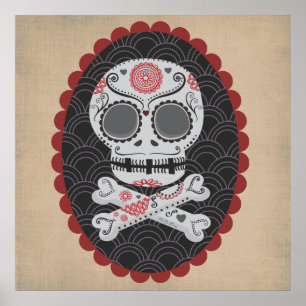 Poster Jour du crâne mort Día de los Muertos calaveras