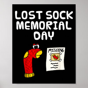 Poster Jour du souvenir des chaussettes perdues, blague d
