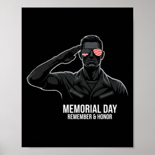 Poster Jour du Souvenir Drapeau États-Unis Rappeler Honne