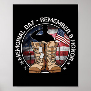 Poster Jour du Souvenir Drapeau États-Unis Rappeler Honne