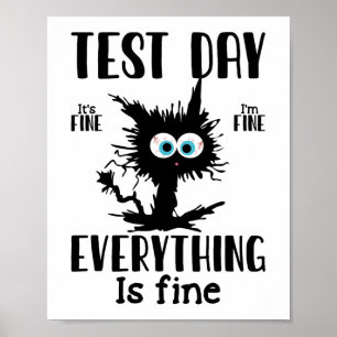 Poster Jour Funky Stress Chat noir enseignant Testi étudi
