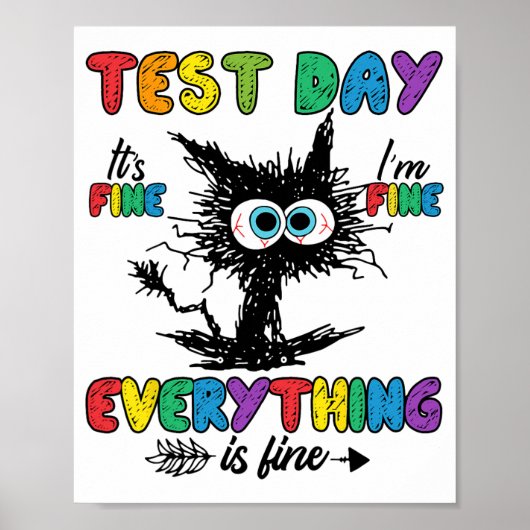 Poster Jour Funny Stress Chat Enseignant Enfants Étudiant (Devant)