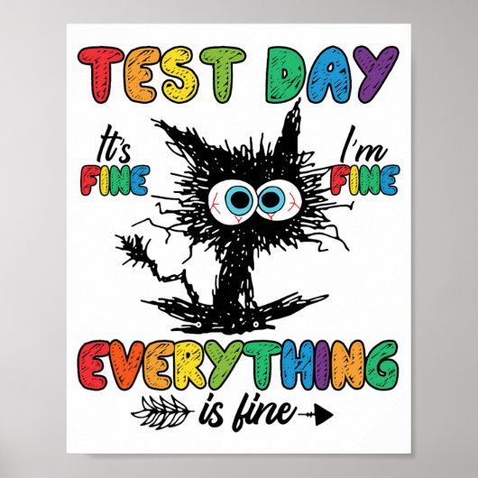 Poster Jour Funny Stress Chat Enseignant Enfants Étudiant (Devant)