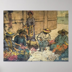 Poster Jour Hawaï" - Charles W. Bartlett "de Lei