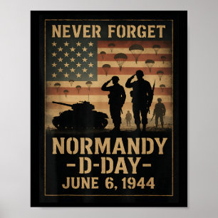 Poster Jour J 81e anniversaire Normandie 1944 Hommage Mil