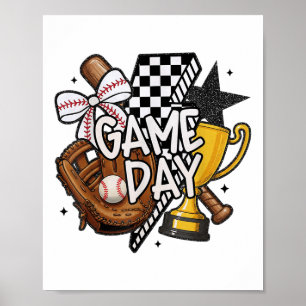 Poster Jour Mama Baseball Maman Pour Femmes Fille Enfant