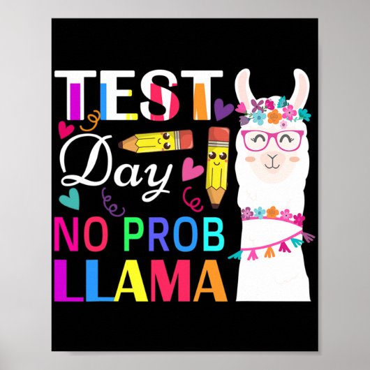 Poster Jour No Prob Llama Drôle Enseignant Test 2 (Devant)
