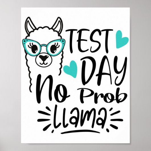 Poster Jour No Prob-llama Llama Test de l'enseignant Jour (Devant)