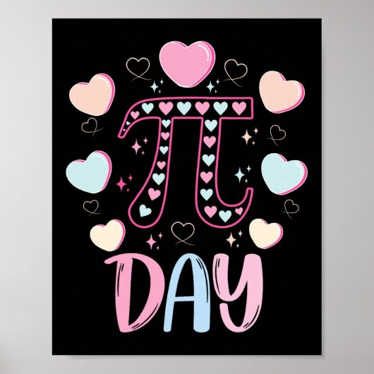 Poster Jour Pi 3.14 Symbole Pi Funny Jour Pi Candy Coeur  (Devant)