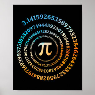 Poster Jour Pi Spiral Numéro Pi Rétro 3.14 Symbole Pi Jou