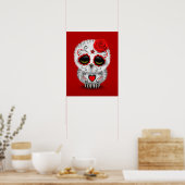 Poster Jour rouge mignon de la Chouette crânienne morte R (Cuisine)