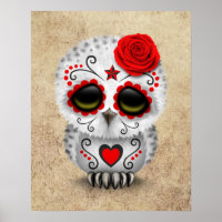 Jour rouge mignon de la Chouette du crâne de sucre