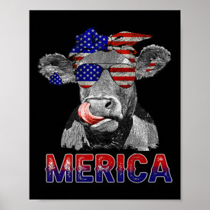 Poster Jour Vache Merica 4 juillet Vaches amateurs