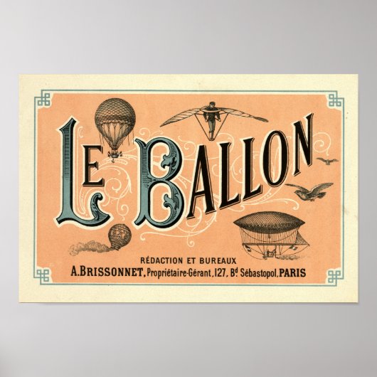 Poster Journal aéronautique Le Ballon 1883 (Devant)