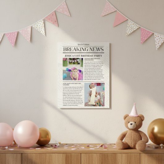 Poster Journal de première page pour le premier anniversa