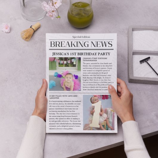 Poster Journal de première page pour le premier anniversa