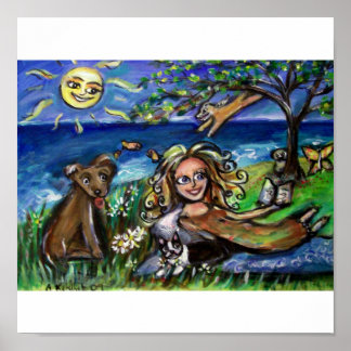 Poster journée de chien d'été à la plage