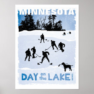 Poster Journée de hockey du Minnesota sur le lac Pond Hoc