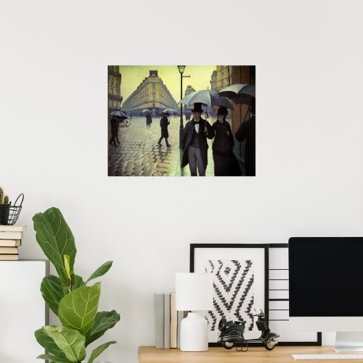 Poster Journée de la Pluie de Paris par Gustave Caillebot (Bureau à domicile)