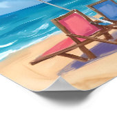 Poster Journée de plage à Cape Cod | Océan aquarelle MA (Coin)