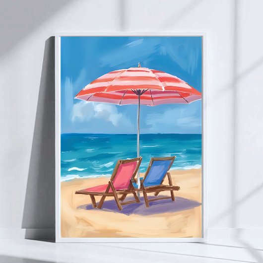 Poster Journée de plage à Cape Cod | Océan aquarelle MA