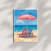 Poster Journée de plage à Cape Cod | Océan aquarelle MA