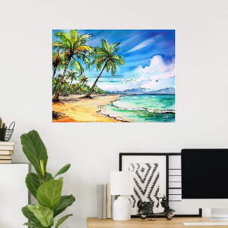 Poster Journée de plage à Kauai