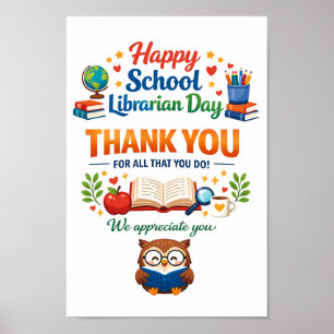 Poster Journée heureuse de la bibliothécaire scolaire   M