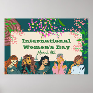 Poster Journée internationale des femmes 8 mars Floral Gr