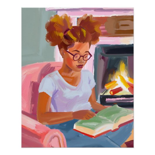 Poster Journées de lecture cosy : Afro Girl dans un cadre (Devant)