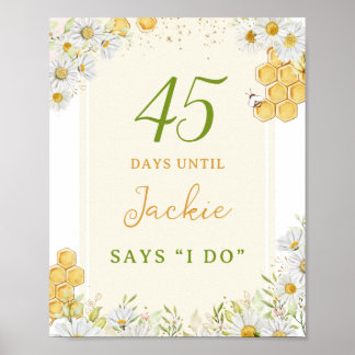 Poster Jours avant la bumblebee Daisy Baby Shower de mari