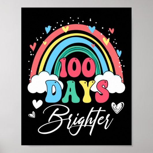 Poster Jours Brighter Rainbow enseignant élève 100e jour  (Devant)