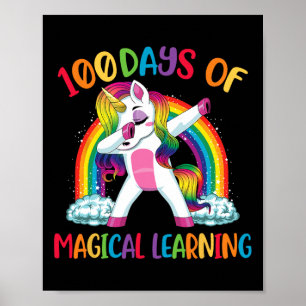 Poster Jours D'Apprentissage Magique Dabbing Unicorn Girl