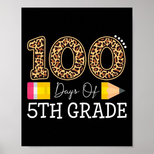 Poster Jours De Leopard De 5E Année Joyeux 100E Jour De S (Devant)