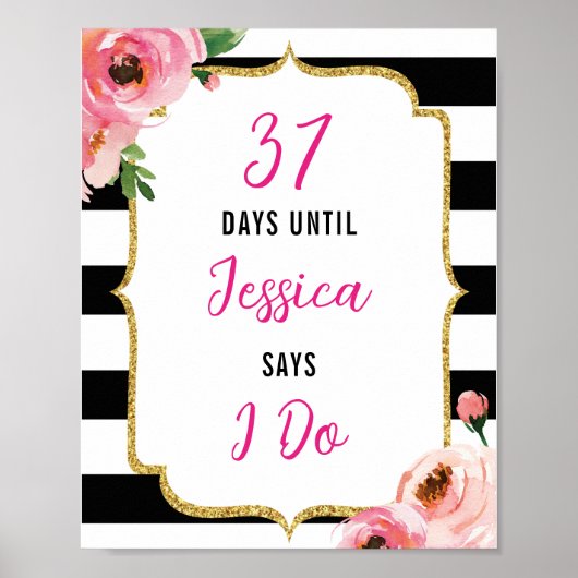 Poster Jours de Réception de Mariage Florale Jusqu'à Mon  (Devant)