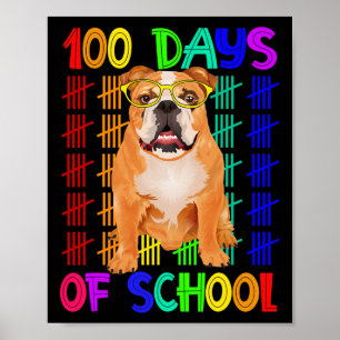 Poster Jours D'École Français Bulldog Portant Des Gles Pl