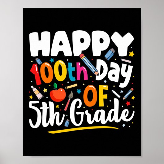 Poster Jours D'Enseignant Don 100e Jour De 5e Année (Devant)