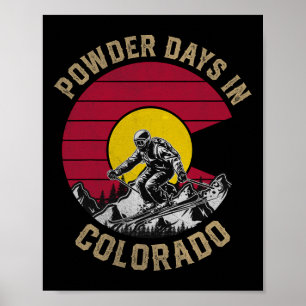 Poster Jours En Poudre Dans Le Colorado Drapeau Ski Snowb