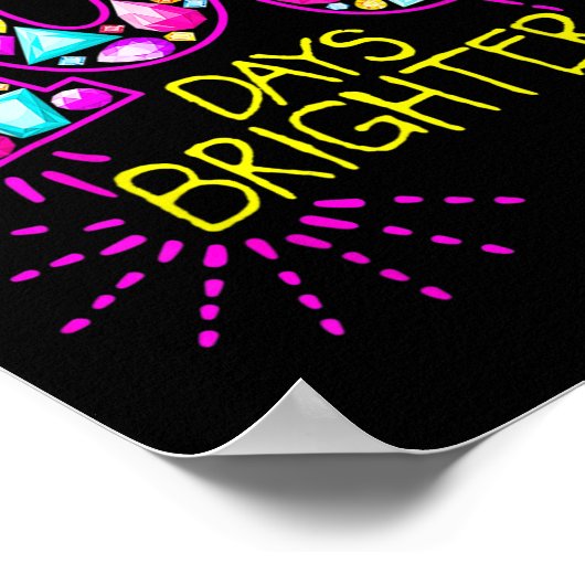 Poster Jours Enseignants Plus Brighter Filles 100 Jours D (Coin)