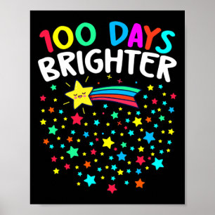 Poster Jours Plus Brighter Joyeux 100 Jours D'Enseignants