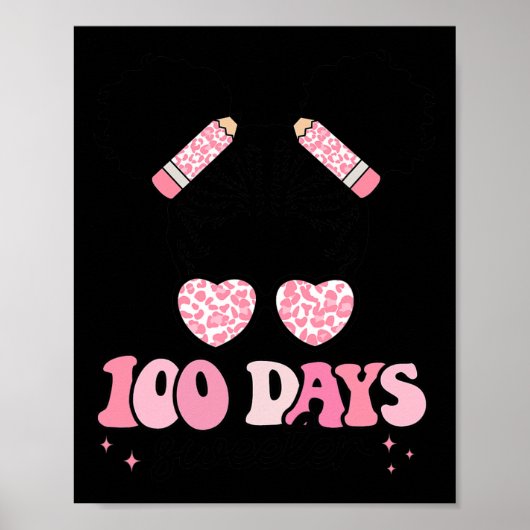 Poster Jours Plus Doux 100 Jours D'École Messy Bun Black (Devant)