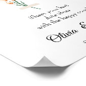 Poster Jovely Pink Watercolor Fleur sauvage Mariage Date  (Coin)