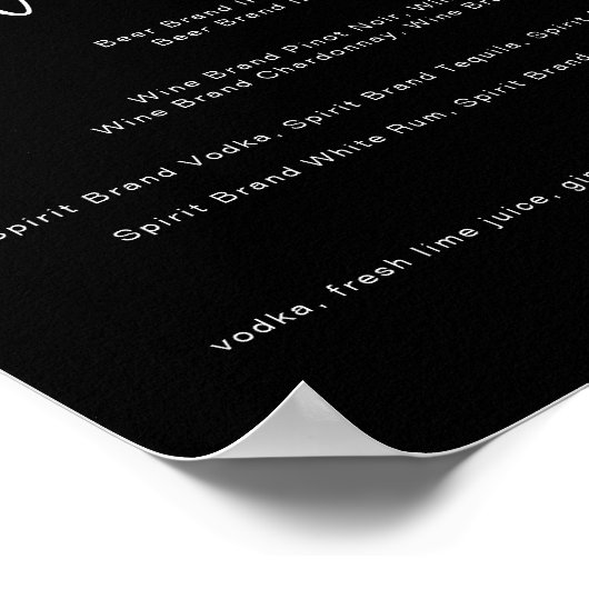 Poster JOVI Edgy Black Drunk in Love Bar Menu Sign (Coin)